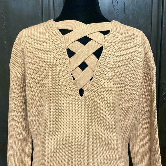 Allison Brittney tan criss cross back sweater - Size large - Picture 4 of 10